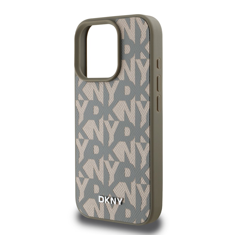 Apple iPhone 16 Pro Max Kılıf DKNY Orjinal Lisanslı M-safe Şarj Özellikli 3D Yazılı Grid Pattern Kapak