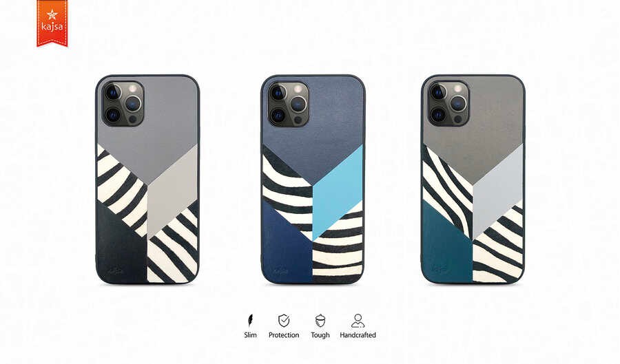 Apple iPhone 12 Kılıf Kajsa Glamorous Serisi Zebra Combo Kapak