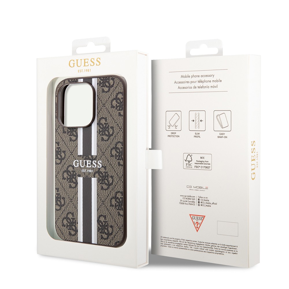 iPhone 15 Pro Kılıf Guess Orjinal Lisanslı Magsafe Şarj Özellikli 4G Şerit Tasarımlı Printed Kılıf