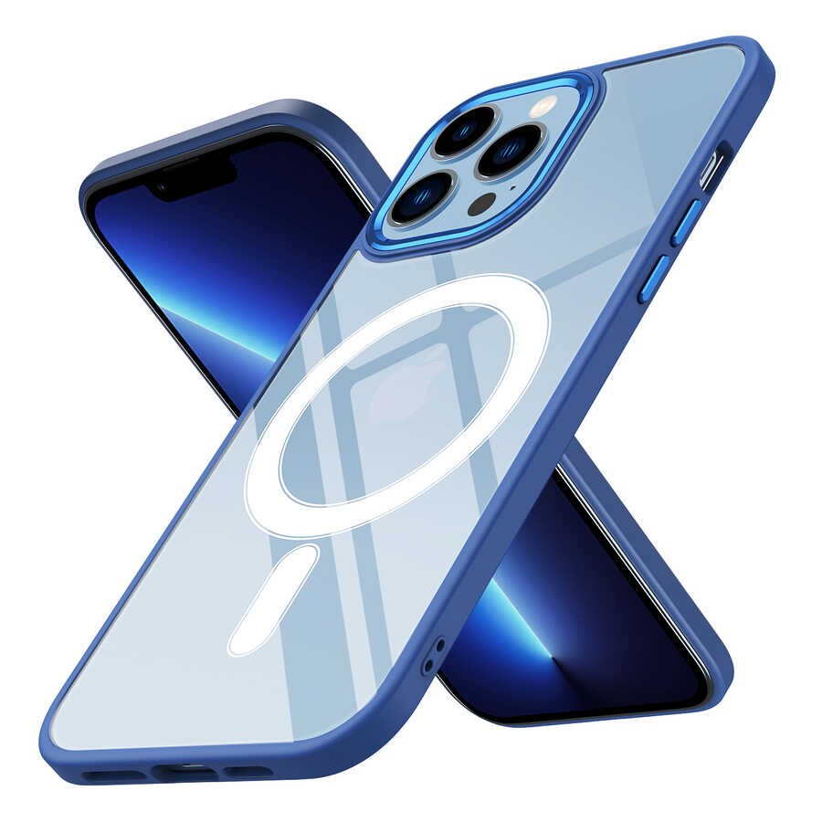 iPhone 13 Pro Kılıf Wireless Şarj Özellikli Zore Krom Magsafe Silikon Kılıf