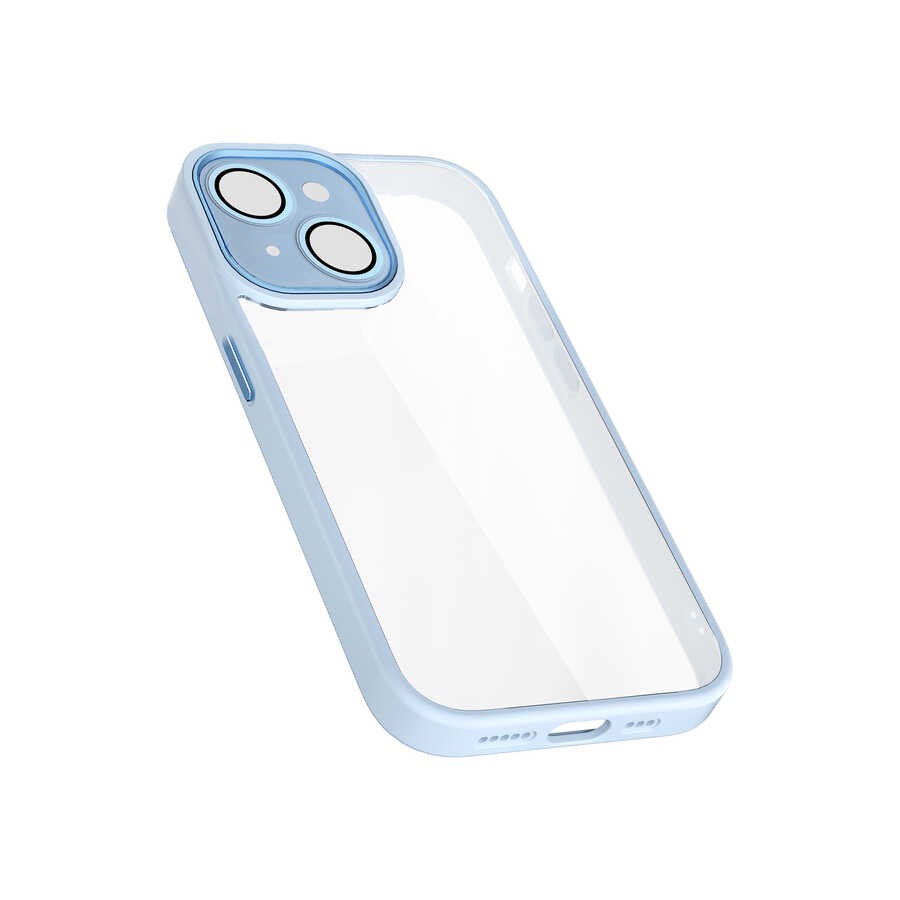Apple iPhone 14 Plus Kılıf Wiwu VCC-104 Lens Korumalı Renkli Kenar Arkası Şeffaf Vivid Clear Kapak