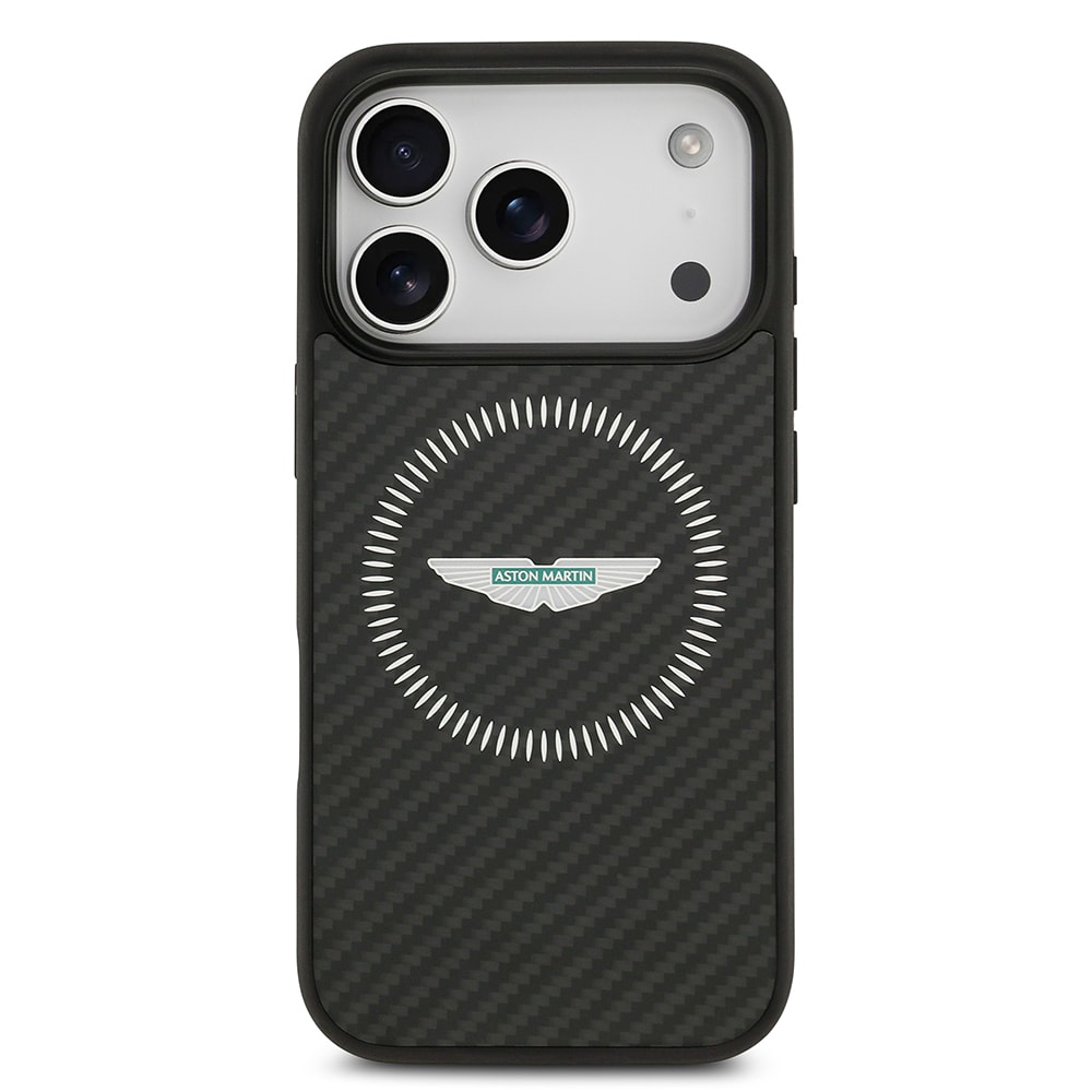 Apple iPhone 17 Pro Kılıf Aston Martin Orjinal Lisanslı M-safe Şarj Özellikli Karbon Fiber Kevlar Kapak