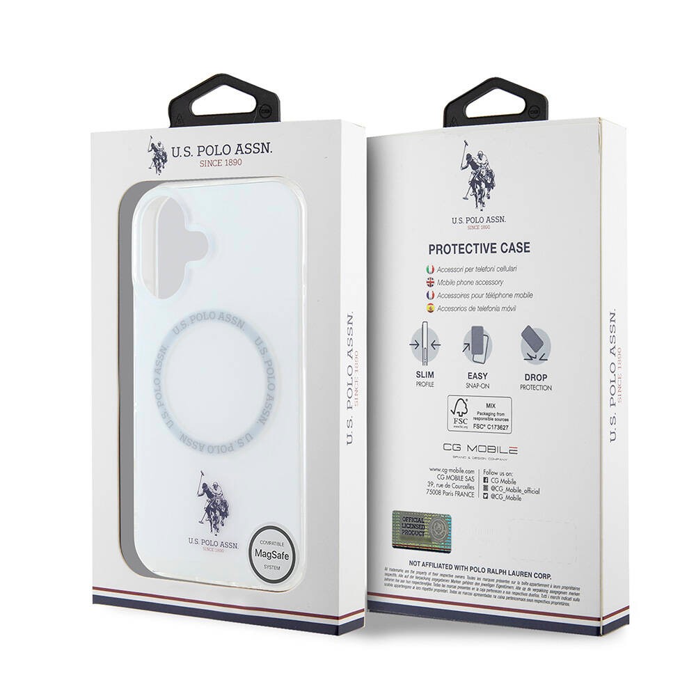 iPhone 16 Kılıf U.S. Polo Assn. Orjinal Lisanslı Magsafe Şarj Özellikli IML Double Horse Logolu Ring Kılıf