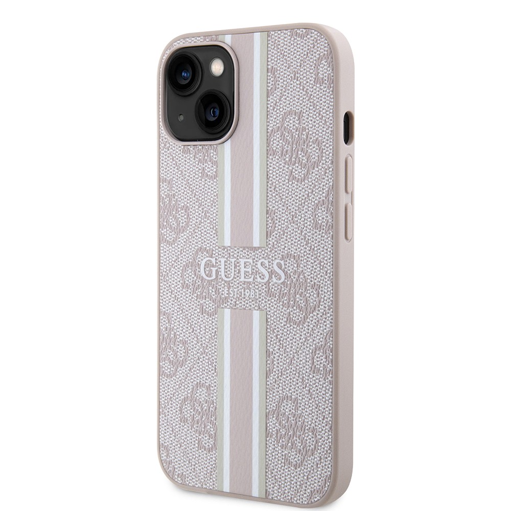 iPhone 15 Kılıf Guess Orjinal Lisanslı Magsafe Şarj Özellikli 4G Şerit Tasarımlı Printed Kılıf