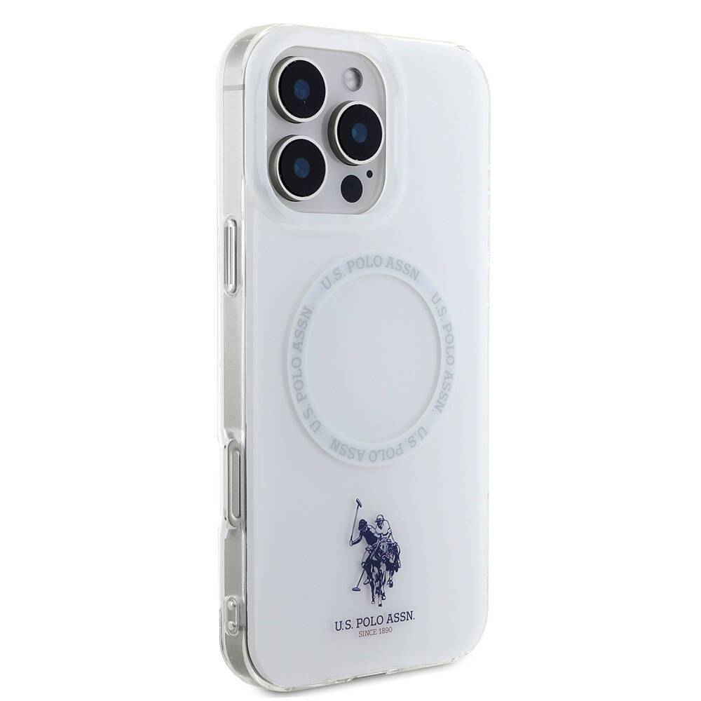 iPhone 16 Pro Kılıf U.S. Polo Assn. Orjinal Lisanslı Magsafe Şarj Özellikli IML Double Horse Logolu Ring Kılıf