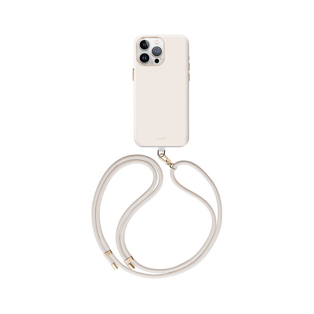 iPhone 15 Pro Max Kılıf Magsafe Şarj Özellikli Soft Pürüzsüz Yüzey Askı İpli Coehl Creme Kılıf