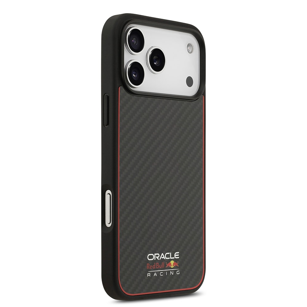Apple iPhone 17 Pro Max Kılıf Redbull Orjinal Lisanslı M-safe Şarj Özellikli Karbon Fiber Parlayan Logolu Kevlar Kapak