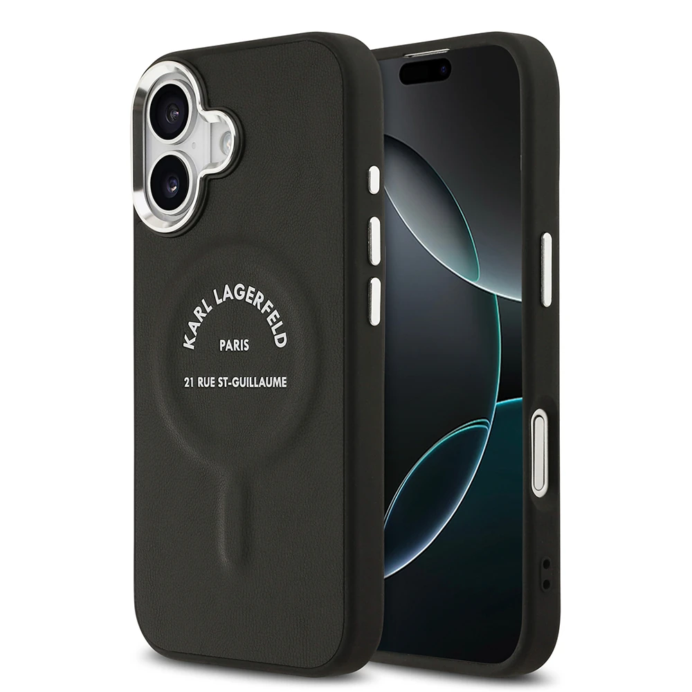 Apple iPhone 17 Kılıf Karl Lagerfeld Orjinal Lisanslı M-safe Şarj Özellikli Metal Kamera ve Buton Tasarımlı Paris RSG PU Deri Kapak