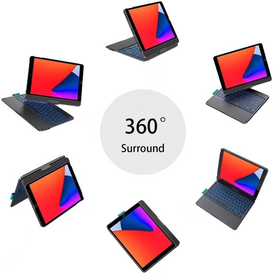 iPad 10.2 (8.Nesil) Wiwu Waltz Rotating Keyboard Kablosuz Dönebilen Klavye