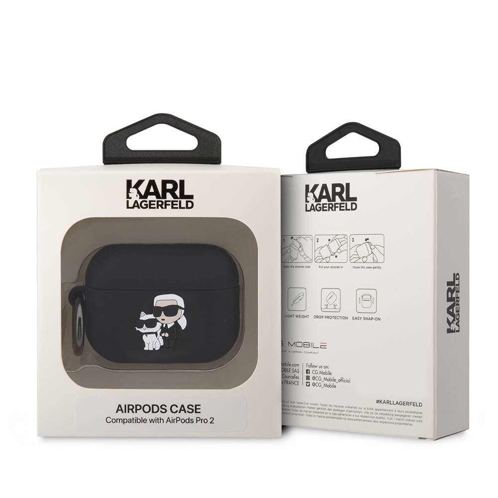 Airpods Pro 2 Kılıf Karl Lagerfeld Orjinal Lisanslı Karl & Choupette 3D Silikon Kapak