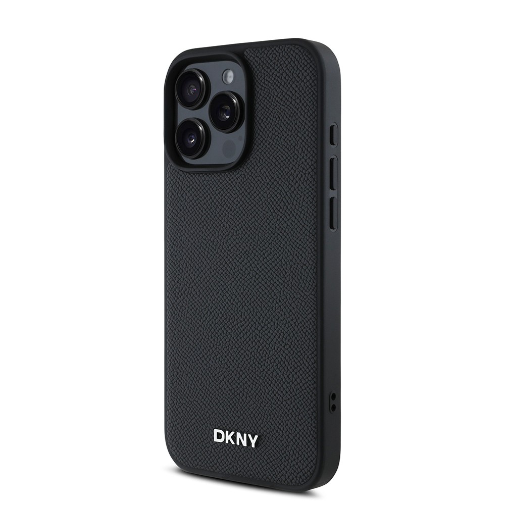 iPhone 16 Pro Max Kılıf DKNY Orjinal Lisanslı Magsafe Şarj Özellikli Metal Logolu PU Deri Grained Kılıf