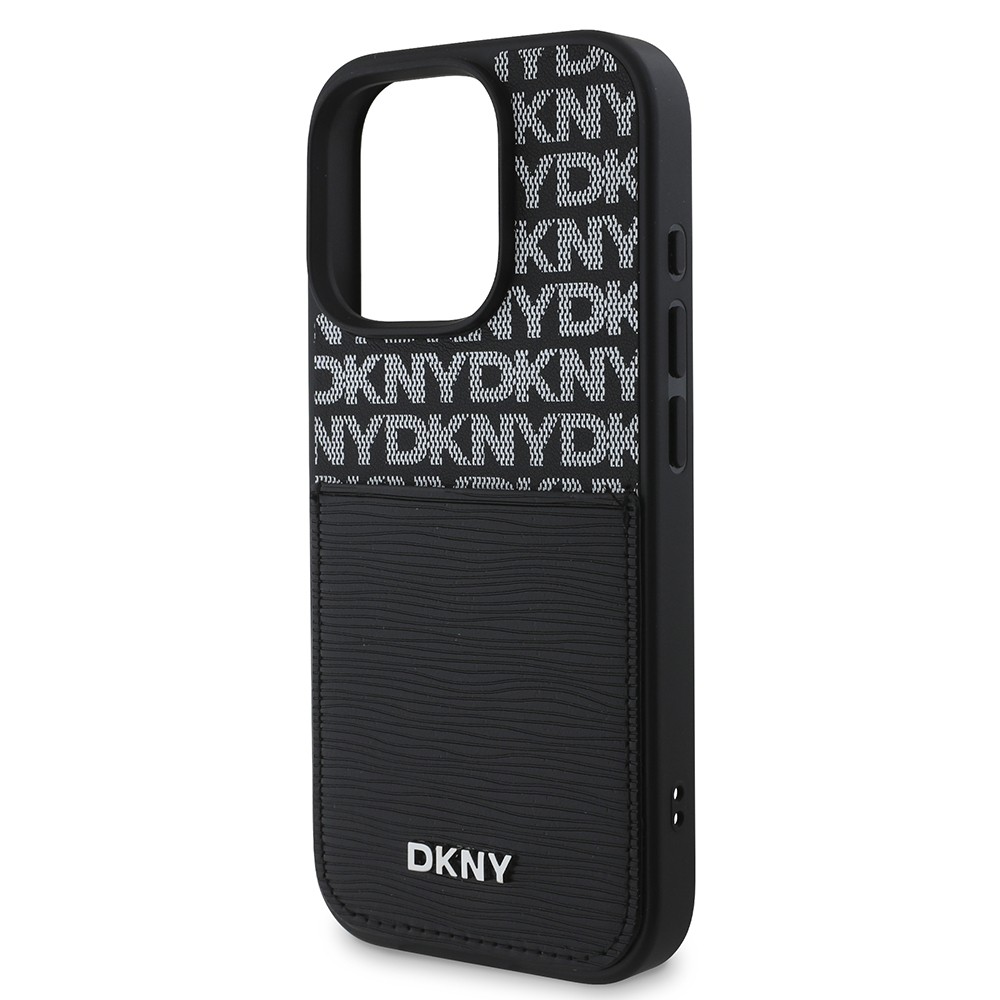 iPhone 16 Pro Max Kılıf DKNY Orjinal Lisanslı Kartlıklı 3D Yazılı Repeat Texture Pattern Kapak