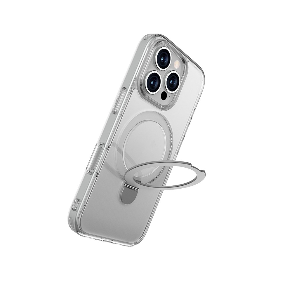 iPhone 16 Pro Max Kılıf Magsafe Şarj Özellikli Raptic Air Stand Serisi Buzlu Transparan Tasarımlı Standlı Kılıf