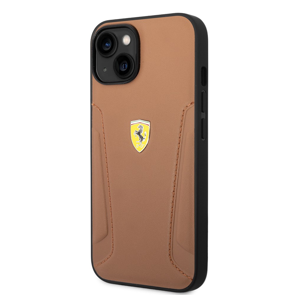 Apple iPhone 14 Kılıf Ferrari Orjinal Lisanslı Deri Kenarları Damgalı Dizayn Kapak