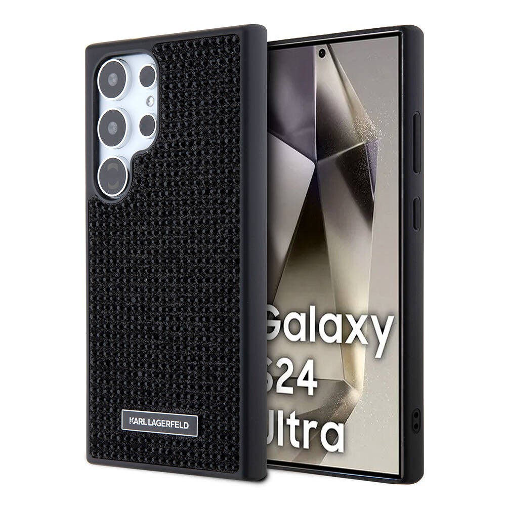 Galaxy S24 Ultra Kılıf Karl Lagerfeld Taşlı Metal Logo Orjinal Lisanslı Kılıf