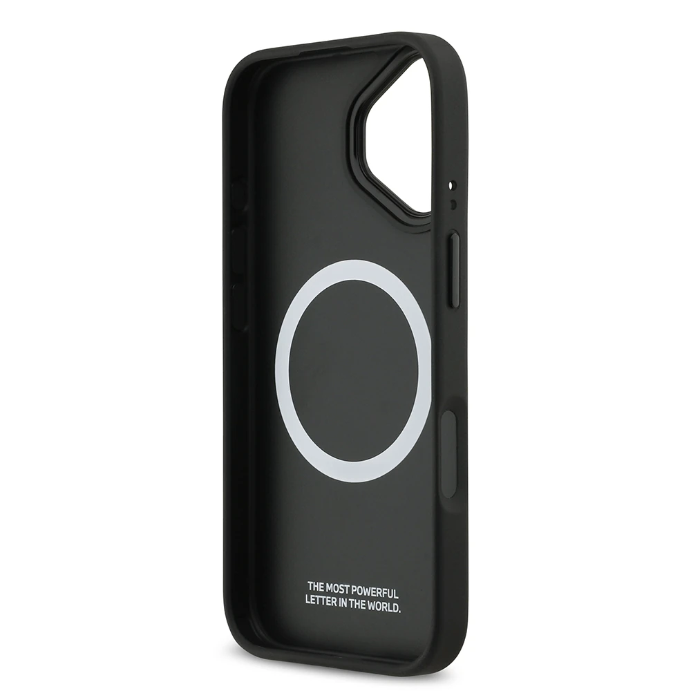 Apple iPhone 17 Kılıf BMW Orjinal Lisanslı M-safe Şarj Özellikli Deri Arka Yüzey Metal Logolu Delikli Şerit Tasarımlı Kapak