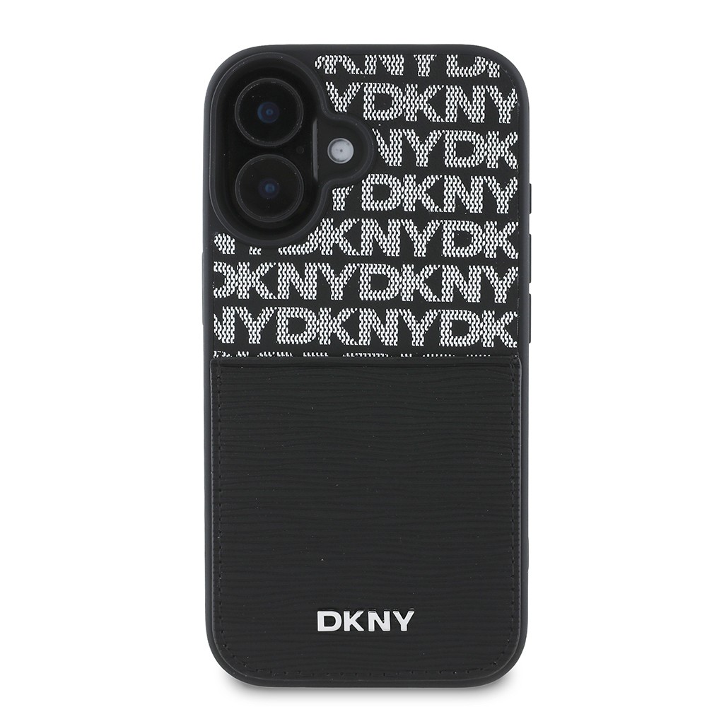 iPhone 16 Kılıf DKNY Orjinal Lisanslı Kartlıklı 3D Yazılı Repeat Texture Pattern Kapak
