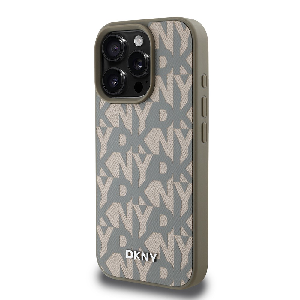 Apple iPhone 16 Pro Max Kılıf DKNY Orjinal Lisanslı M-safe Şarj Özellikli 3D Yazılı Grid Pattern Kapak