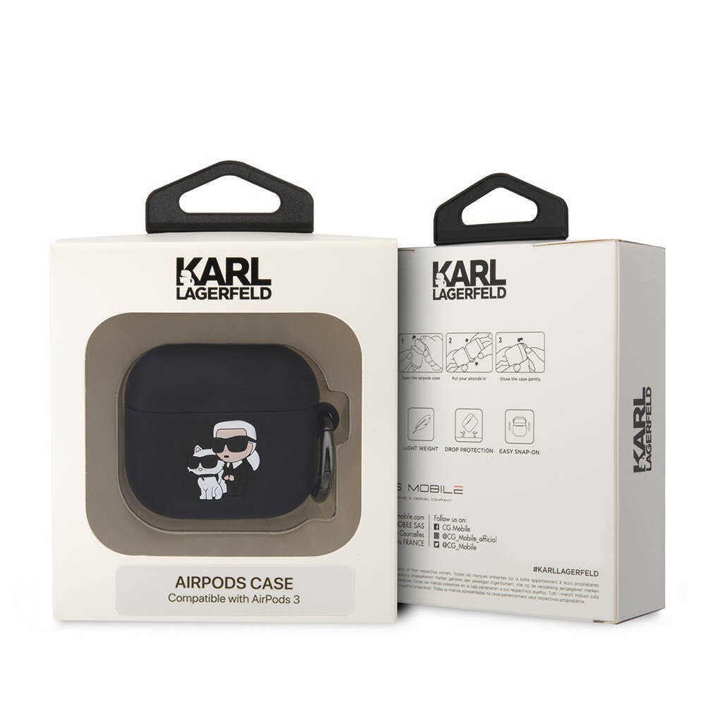 Airpods 3. Nesil Kılıf Karl Lagerfeld Orjinal Lisanslı Karl & Choupette 3D Silikon Kapak