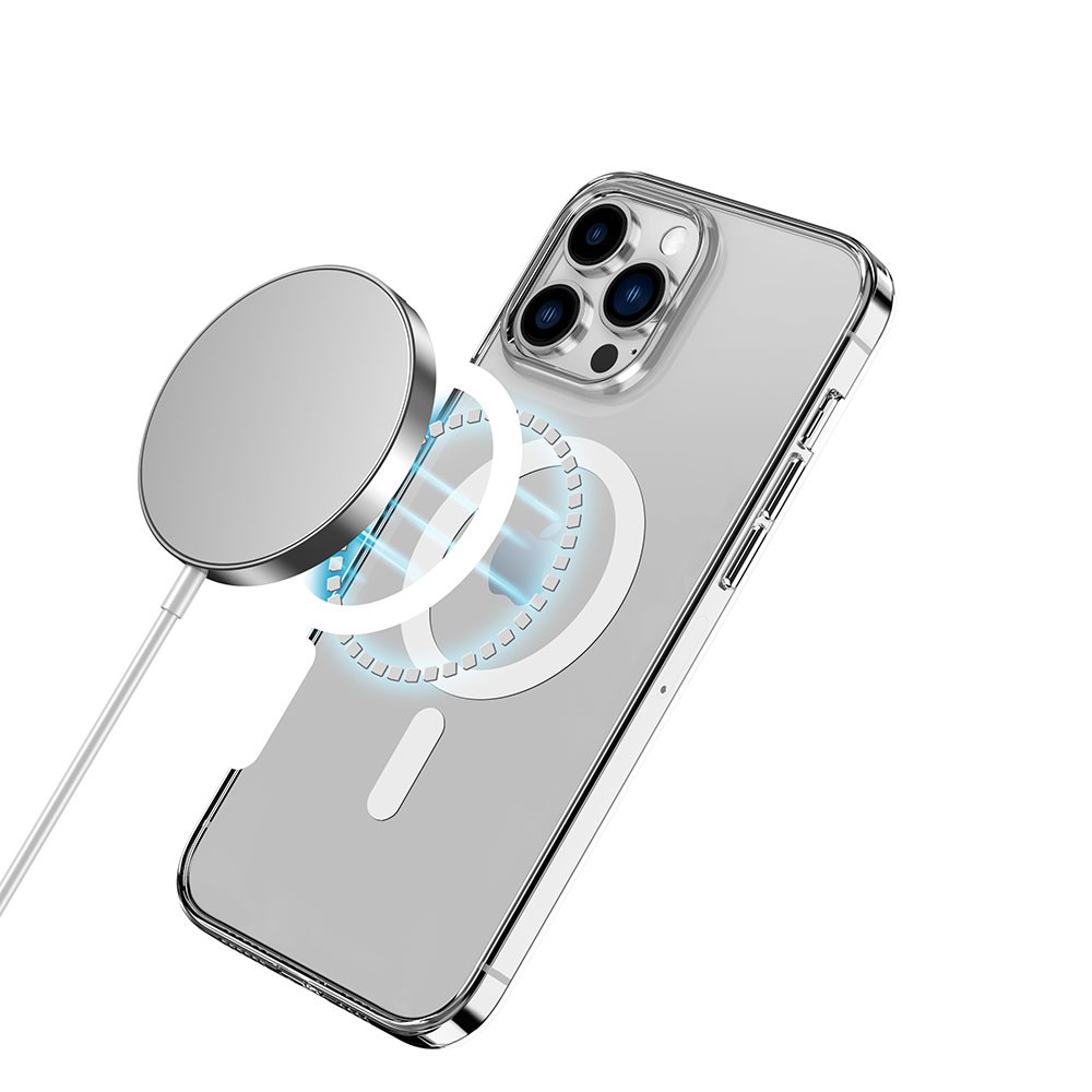 iPhone 14 Pro Kılıf Magsafe Şarj Özellikli Transparan Sert PC Wlons Pita Kılıf
