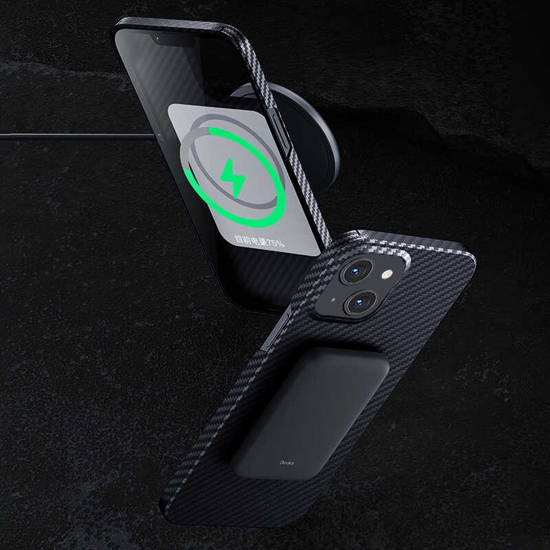 iPhone 13 Kılıf Magsafe Özellikli Karbon Fiber Benks Essential Kevlar Kılıf
