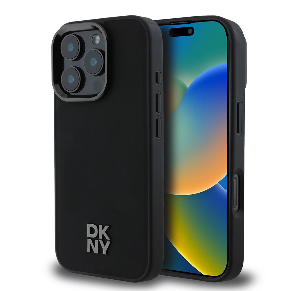 iPhone 16 Pro Kılıf DKNY Orjinal Lisanslı Magsafe Şarj Özellikli Metal Logolu PU Deri Plain Kılıf