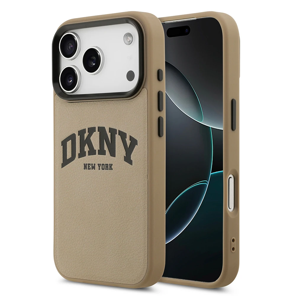 Apple iPhone 17 Pro Max Kılıf DKNY Orjinal Lisanslı M-safe Şarj Özellikli PU Deri Kabartmalı Kapak