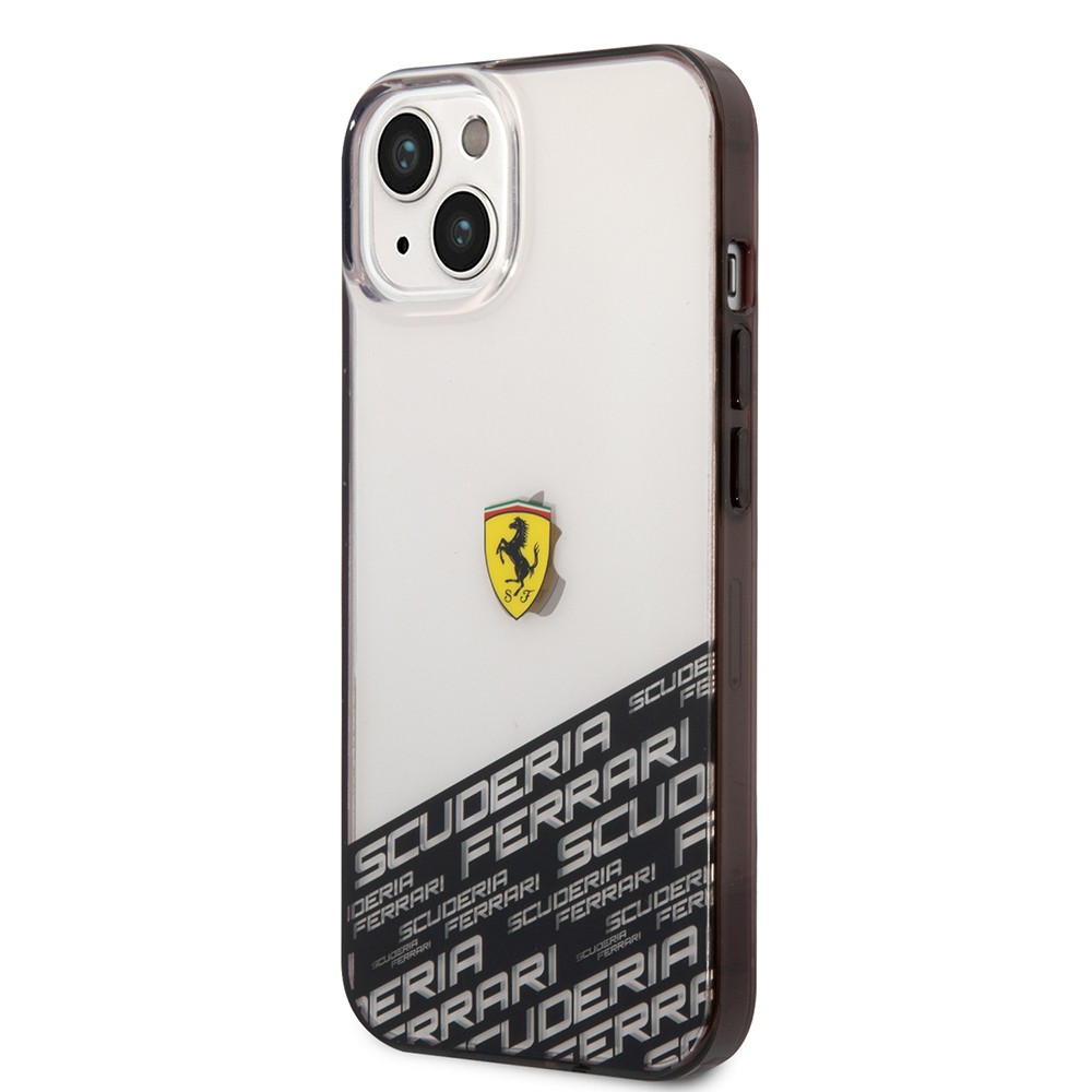 Apple iPhone 14 Kılıf Ferrari Orjinal Lisanlı Transparan Alt Kısım Baskılı Dizayn Kapak
