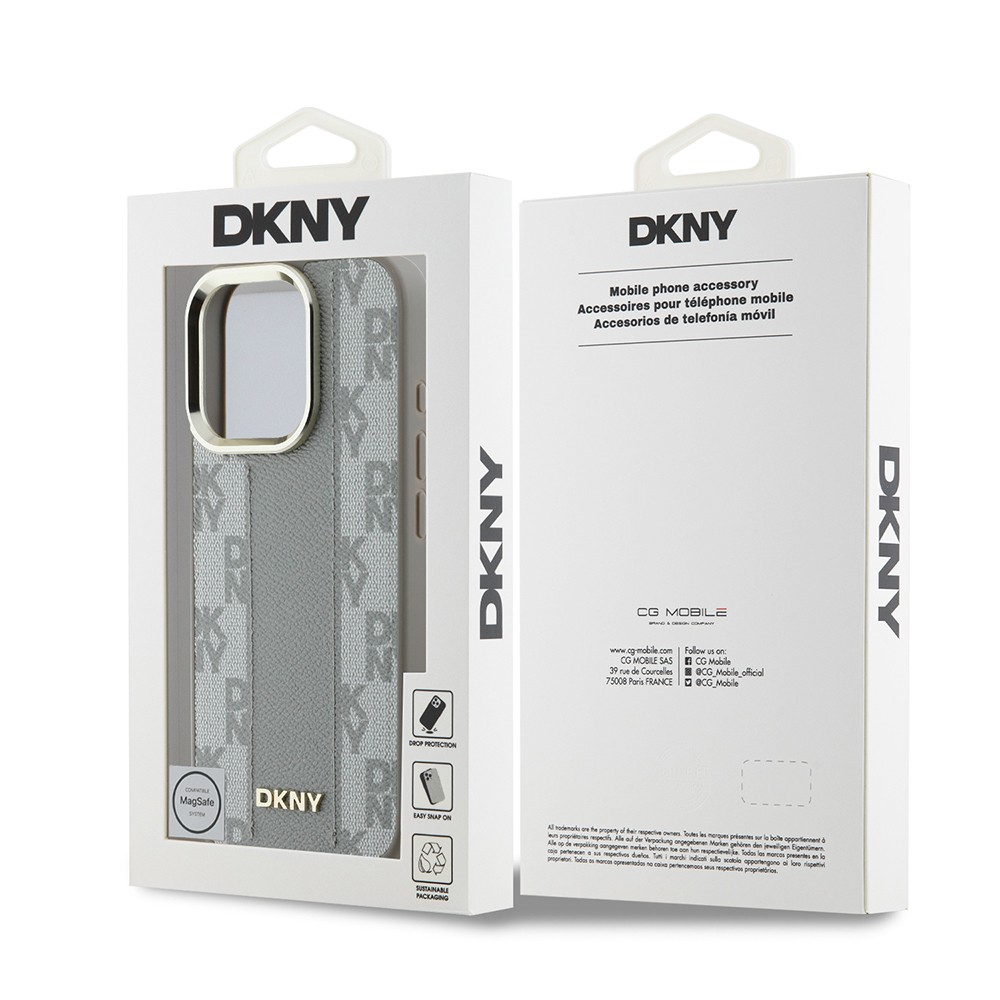 iPhone 16 Pro Kılıf DKNY Orjinal Lisanslı Magsafe Şarj Özellikli 3D Yazılı Checkered Pattern Kılıf