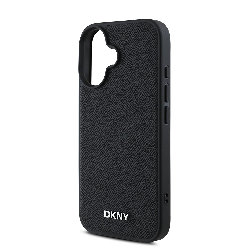 iPhone 16 Kılıf DKNY Orjinal Lisanslı Magsafe Şarj Özellikli Metal Logolu PU Deri Grained Kılıf