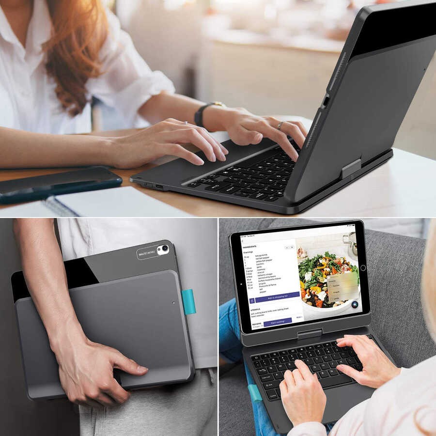 iPad Air 10.9 2020 (4.Nesil) Wiwu Waltz Rotating Keyboard Kablosuz Dönebilen Klavye