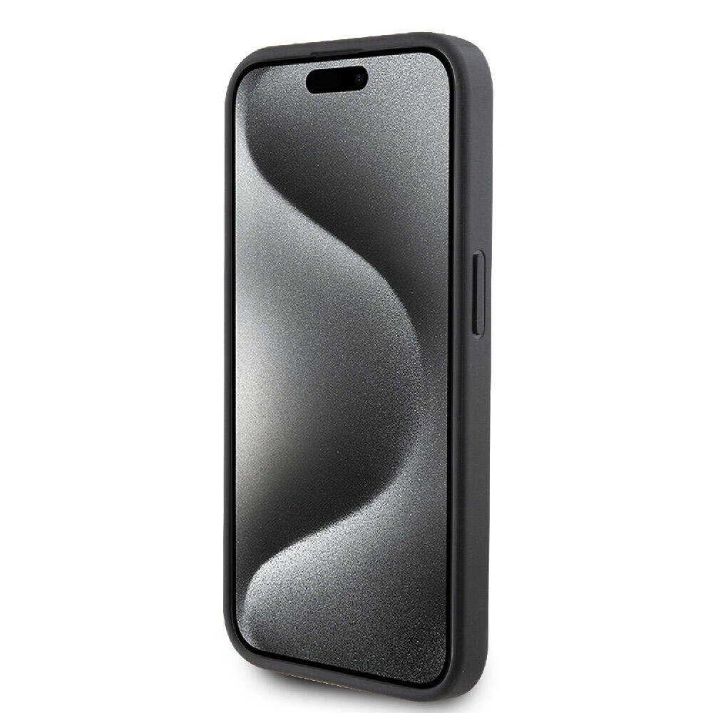 iPhone 15 Pro Kılıf Karl Lagerfeld Orjinal Lisanslı Metal Logo Kartlıklı Saffiano Kapak