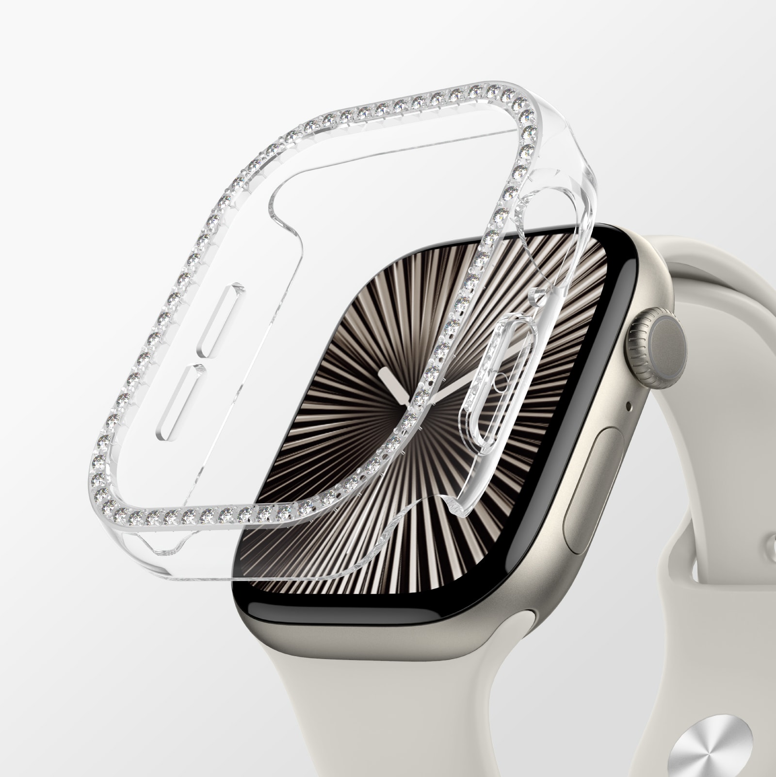 Apple Watch 10 42mm Amazingthing Gleam Fit FullGuard Taşlı Sert PC Kasa ve Ekran Koruyucu