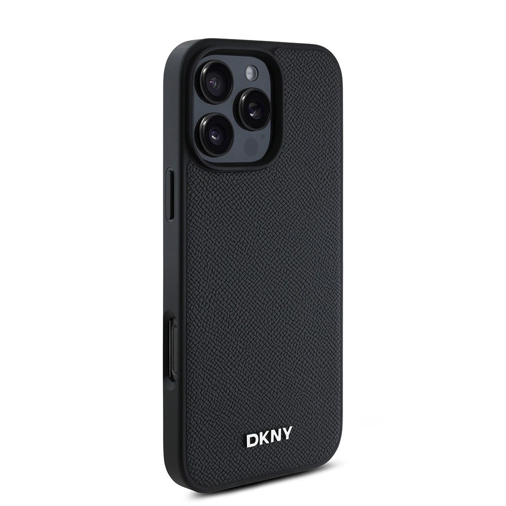 iPhone 16 Pro Max Kılıf DKNY Orjinal Lisanslı Magsafe Şarj Özellikli Metal Logolu PU Deri Grained Kılıf