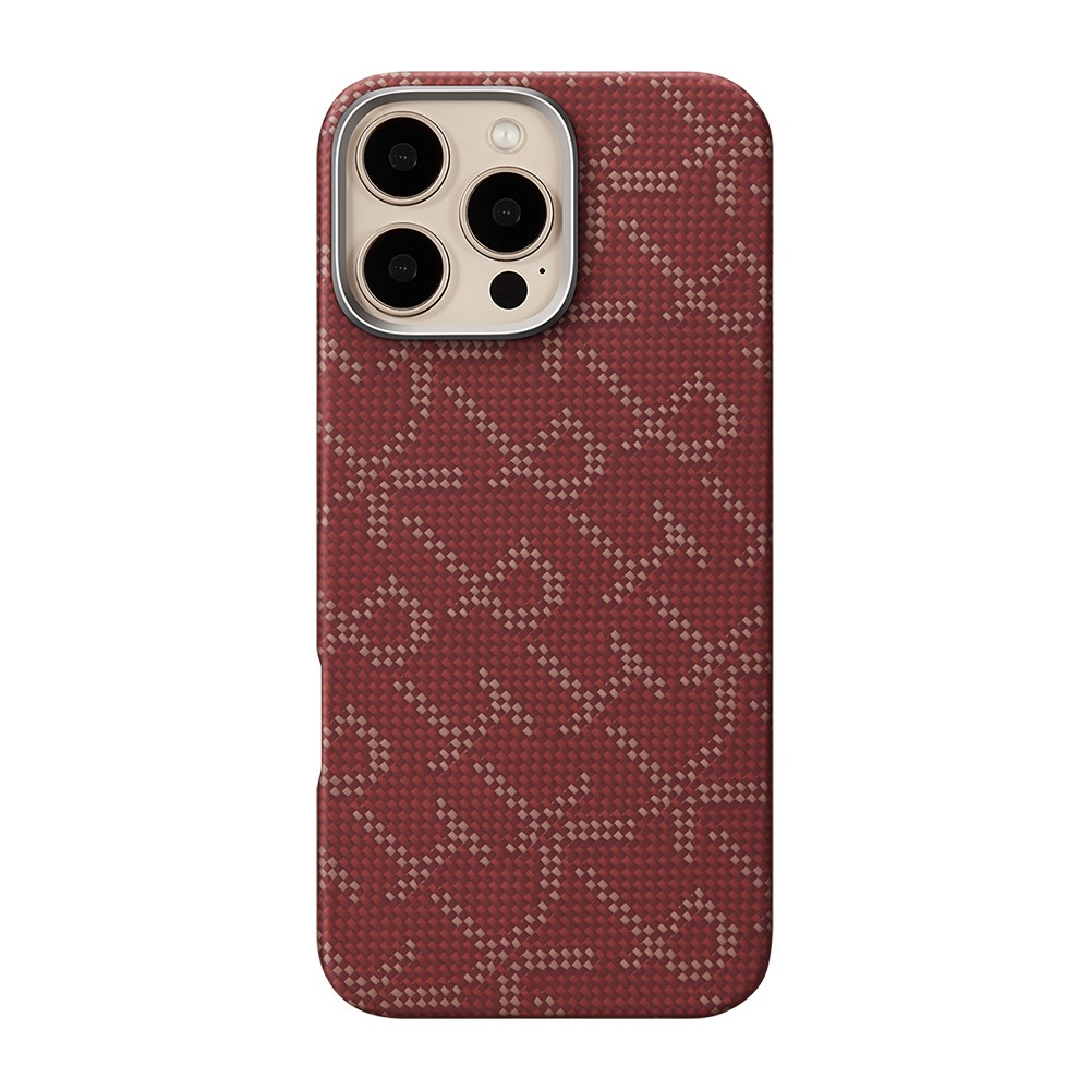 iPhone 16 Pro Max Kılıf MagSafe Şarj Özellikli Aramid Fiber Pitaka Tactile Woven Monogram Serisi Kılıf