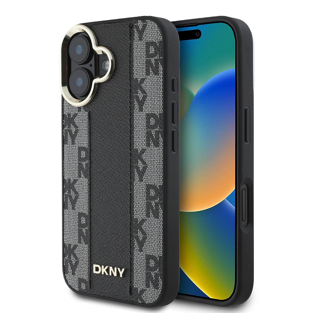 iPhone 16 Plus Kılıf DKNY Orjinal Lisanslı Magsafe Şarj Özellikli 3D Yazılı Checkered Pattern Kılıf