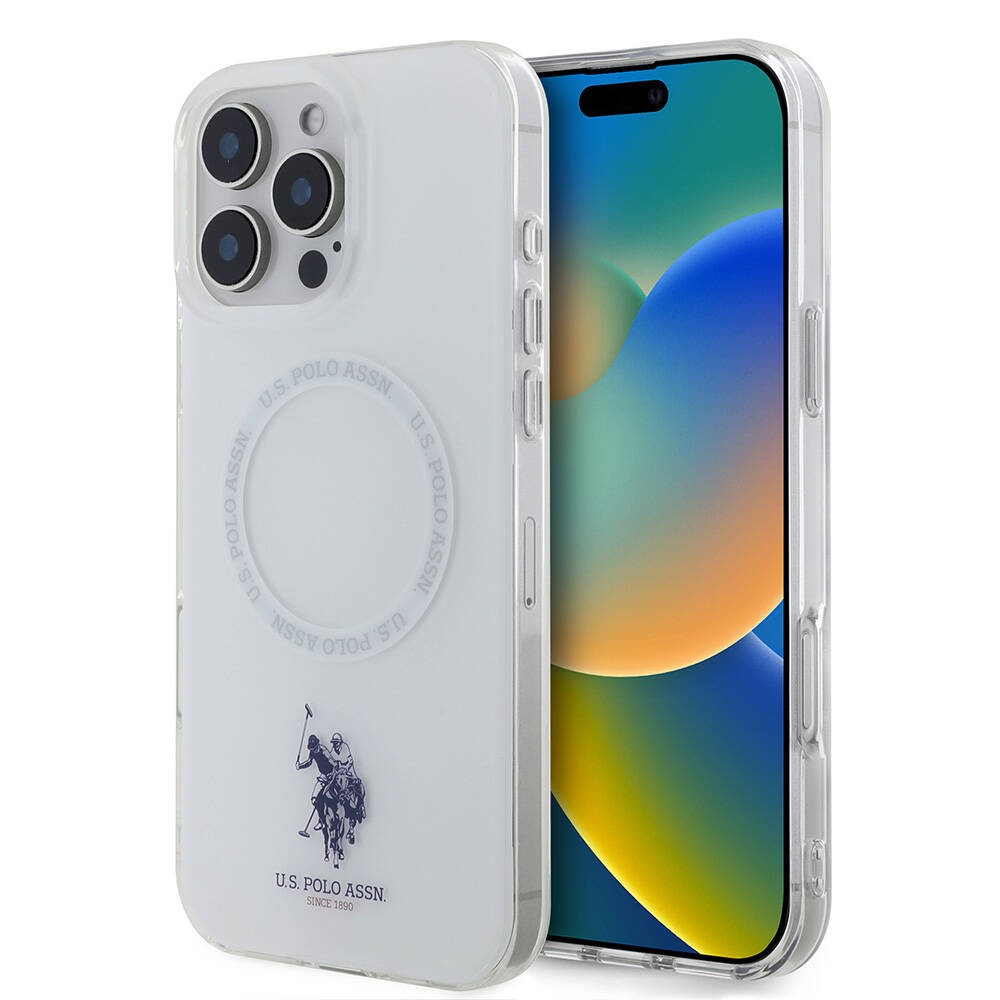 iPhone 16 Pro Kılıf U.S. Polo Assn. Orjinal Lisanslı Magsafe Şarj Özellikli IML Double Horse Logolu Ring Kılıf