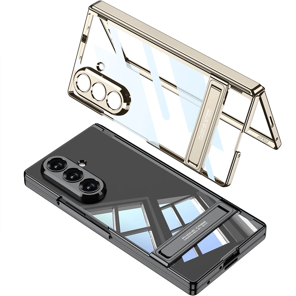 Galaxy Z Fold 7 Kılıf Kamera Korumalı Şeffaf Tasarımlı Zore Lego Standlı Kapak