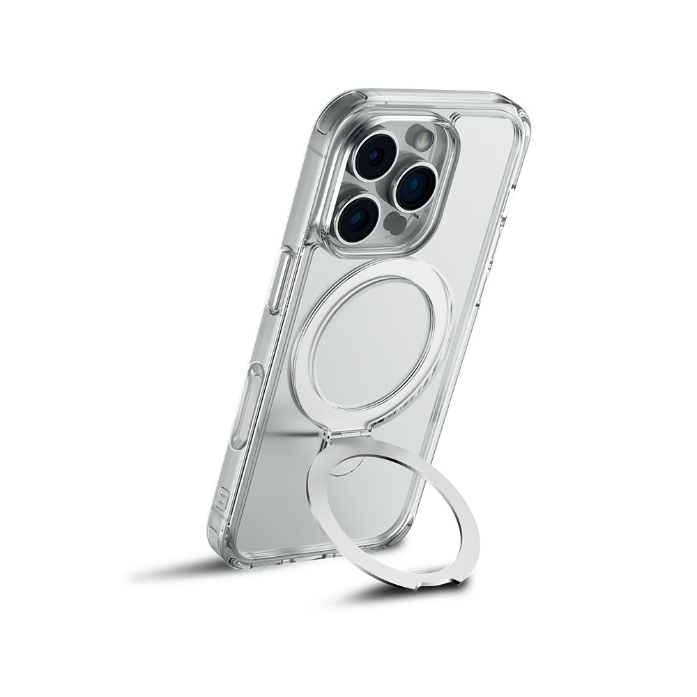 iPhone 16 Pro Max Kılıf Magsafe Şarj Özellikli Raptic Air Stand Serisi Buzlu Transparan Tasarımlı Standlı Kılıf