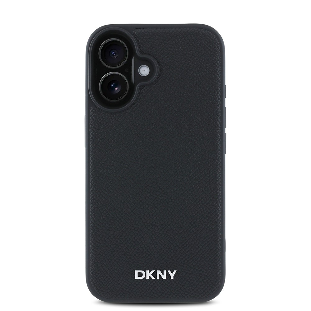 iPhone 16 Kılıf DKNY Orjinal Lisanslı Magsafe Şarj Özellikli Metal Logolu PU Deri Grained Kılıf
