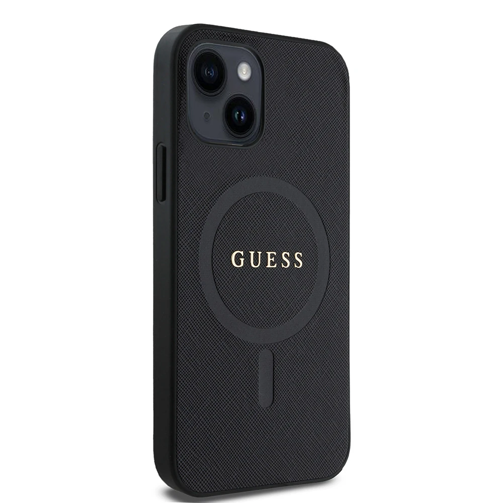 iPhone 12 Kılıf Guess Orjinal Lisanslı Magsafe Şarj Özellikli Yazı Logolu Saffiano Classic Kılıf