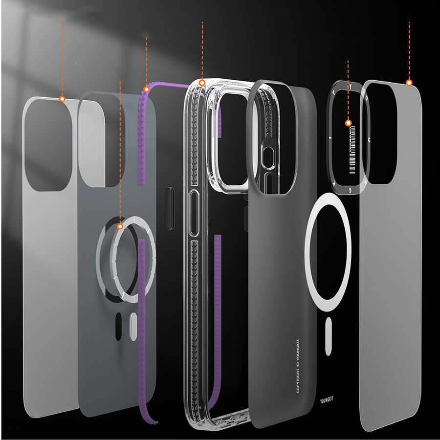 iPhone 13 Pro Max Kılıf Magsafe Şarj Özellikli Youngkit Jane Sand Serisi Kılıf