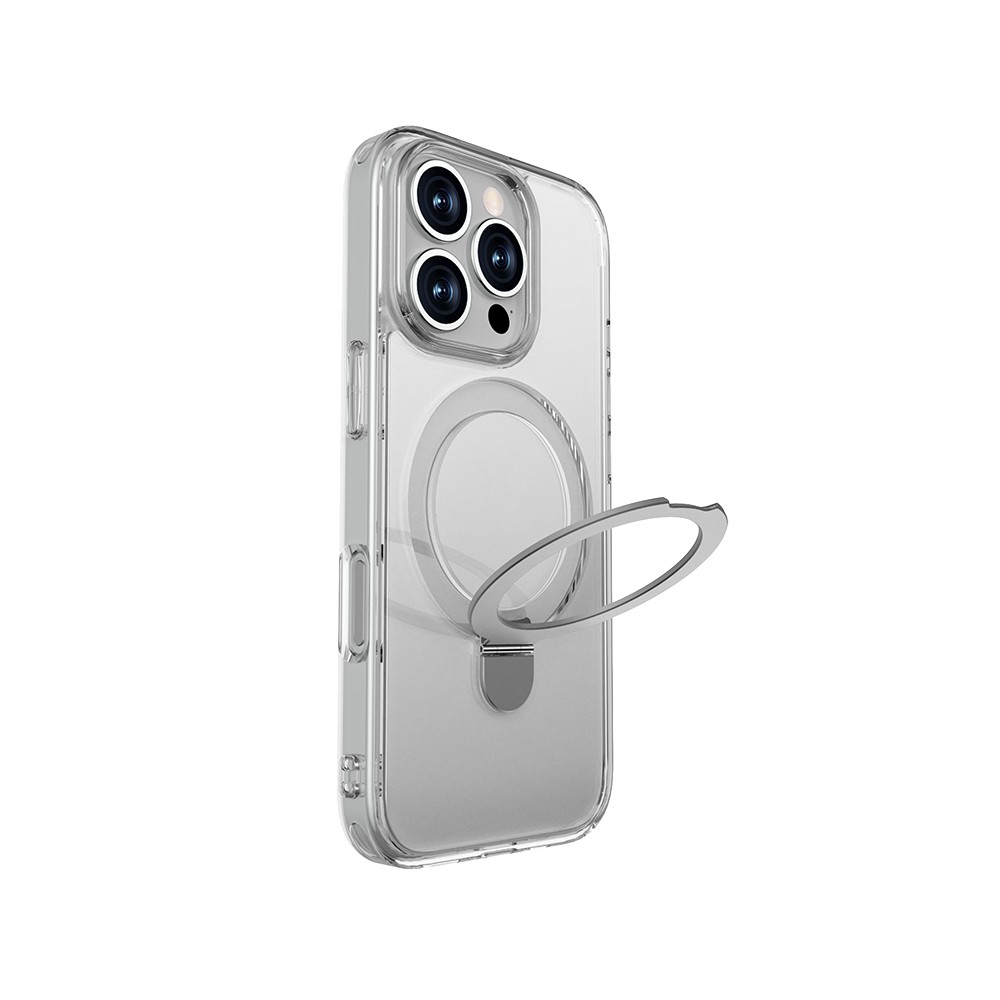 iPhone 16 Pro Max Kılıf Magsafe Şarj Özellikli Raptic Air Stand Serisi Buzlu Transparan Tasarımlı Standlı Kılıf