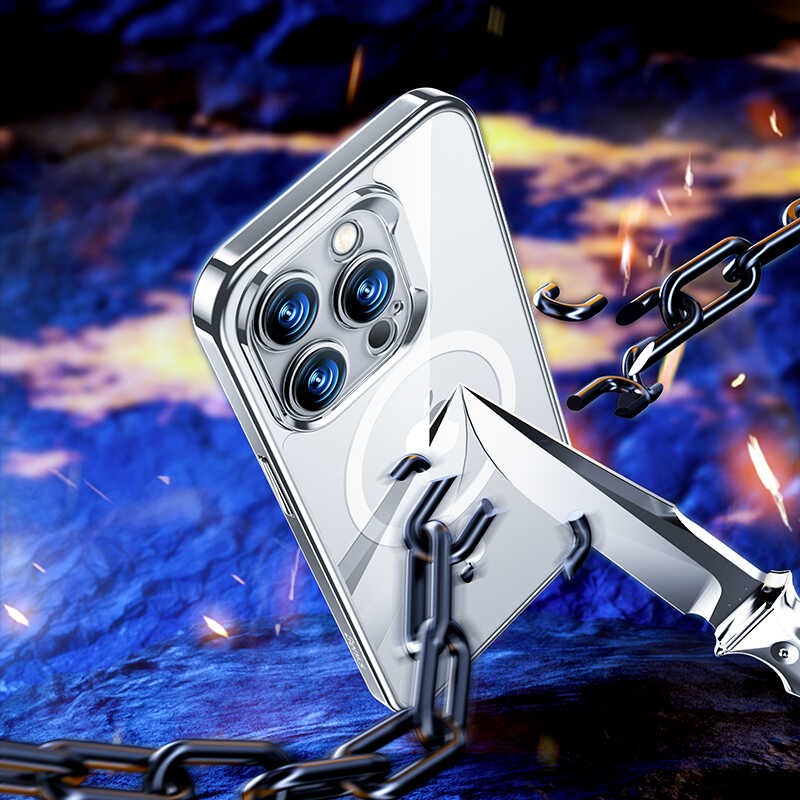 iPhone 14 Pro Max Kılıf Magsafe Şarj Özellikli Premium Cam Arka Yüzey Benks Electroplated Kılıf