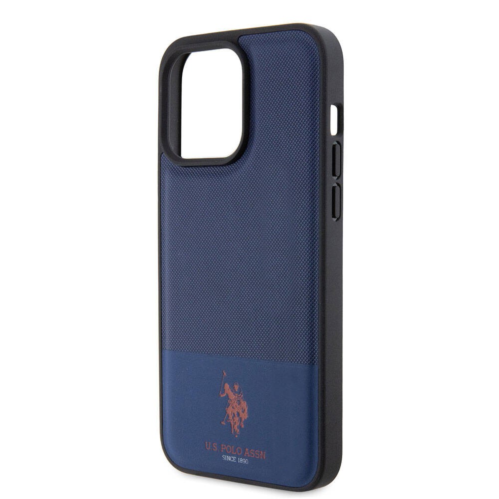 iPhone 15 Pro Max Kılıf U.S. Polo Assn. Orjinal Lisanslı Suni Deri Arka Yüzey Baskı Logolu Örgü Desenli Kılıf