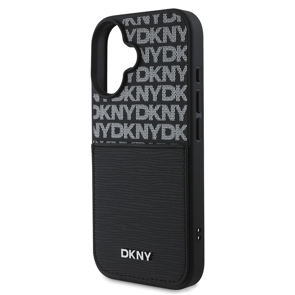 iPhone 16 Kılıf DKNY Orjinal Lisanslı Kartlıklı 3D Yazılı Repeat Texture Pattern Kapak
