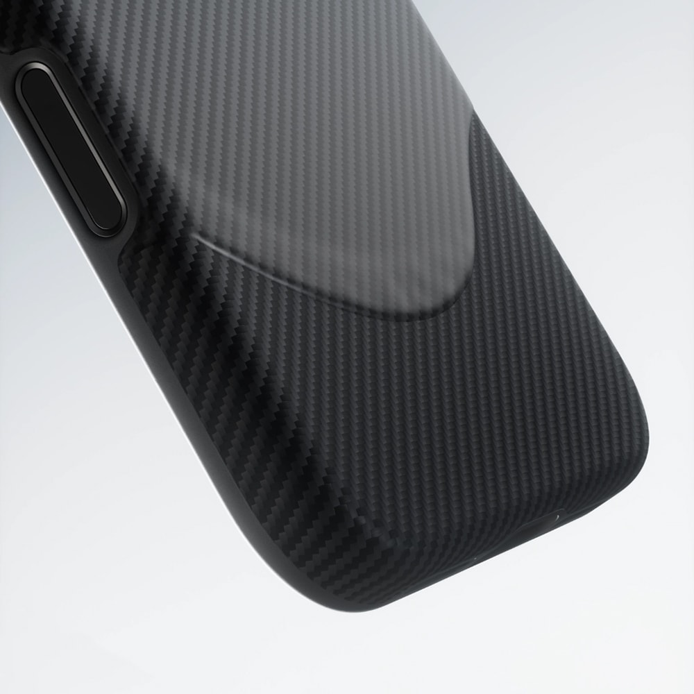 Apple iPhone 17 Pro Max Kılıf M-safe Şarj Özellikli 1500D Aramid Fiber Pitaka Military-Grade Classic Serisi Black-Grey Twill Kapak