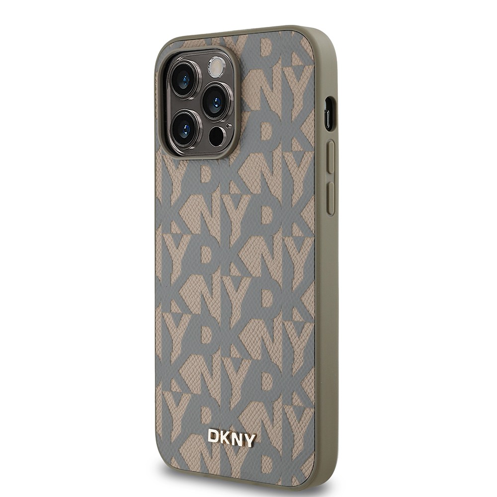 Apple iPhone 14 Pro Max Kılıf DKNY Orjinal Lisanslı M-safe Şarj Özellikli 3D Yazılı Grid Pattern Kapak