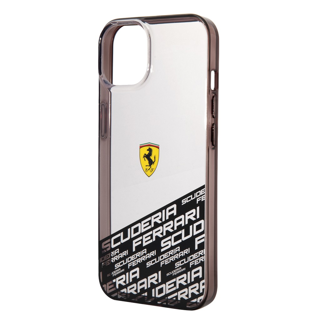 Apple iPhone 14 Kılıf Ferrari Orjinal Lisanlı Transparan Alt Kısım Baskılı Dizayn Kapak