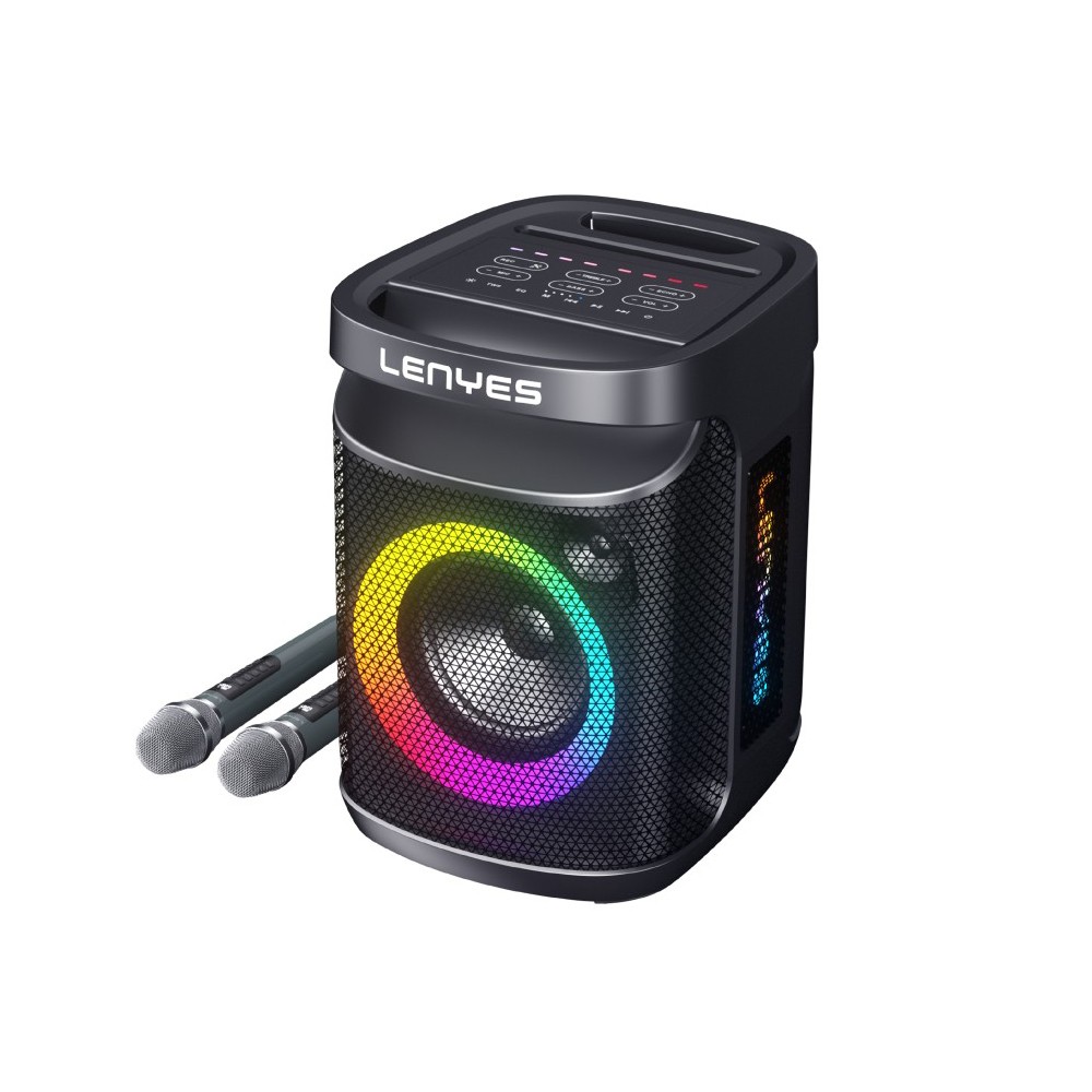 Lenyes S881 Su Geçirmez Mikrofonlu Çoklu Giriş RGB Işıklı TWS Karaoke FM Bluetooth Hoparlör v5.3 120W